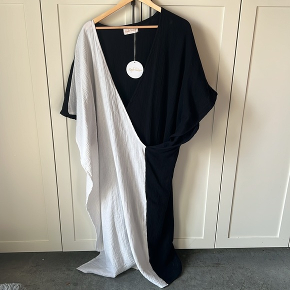NWT Myrah Penaloza Sari Dress Blk Wht Cotton - Picture 6 of 6